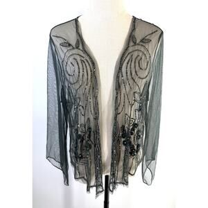 Soft Surroundings Beaded Embellished Open Front XL Cardigan Shawl kimono Shrug